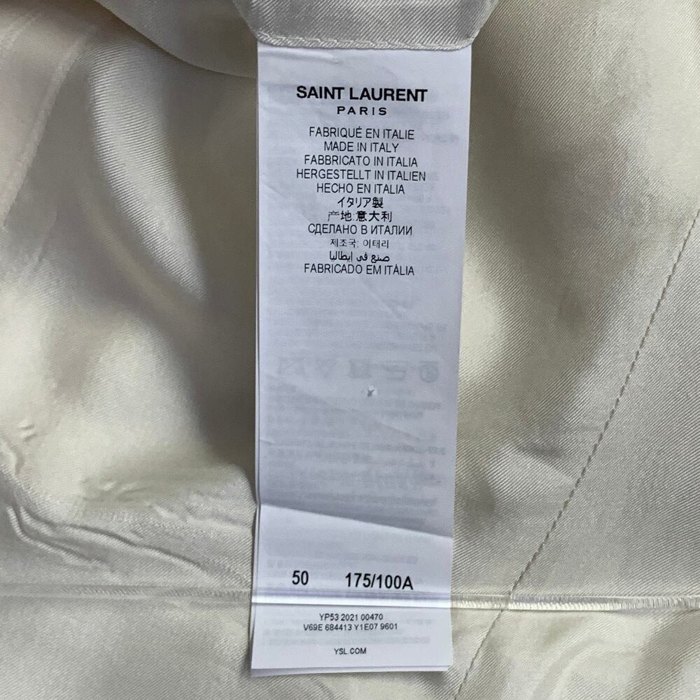 SAINT LAURENT Size 40 Regular Cream White Stripe Wool Peak Lapel Sport Coat - Picture 10 of 11